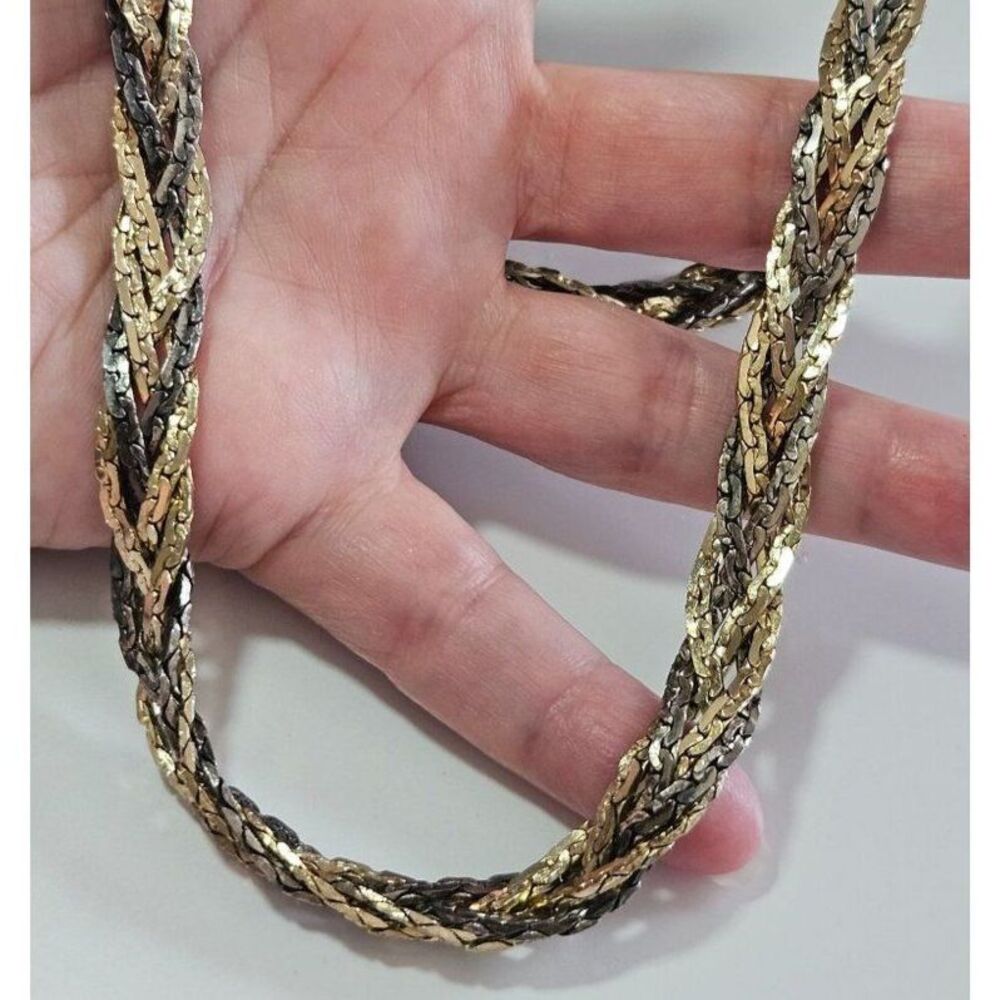 Two-tone braided necklace 24"